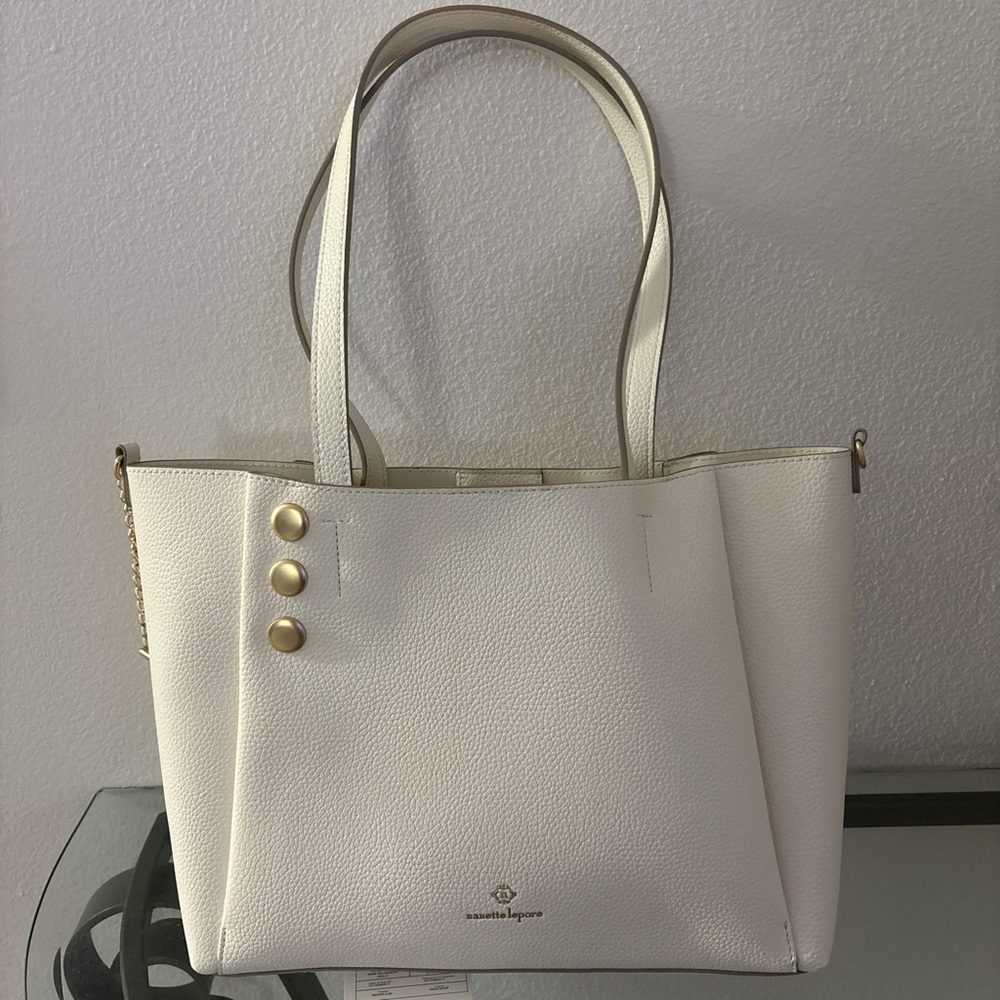 NANETTE LOPERA Cream Tote with Gold Accents